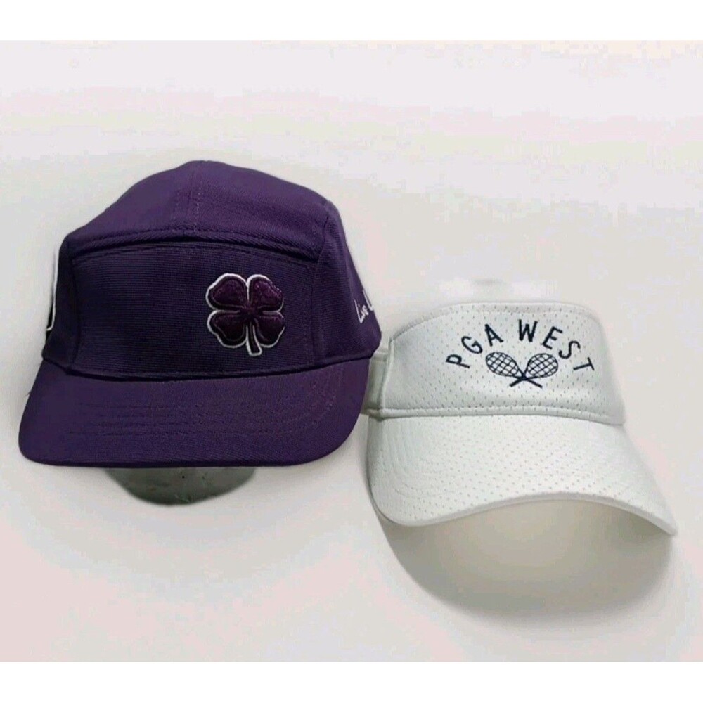 PGA WEST Cadet Cap Hat Strapback Adjustable Purple Black Clover Live Lucky 2 Lot